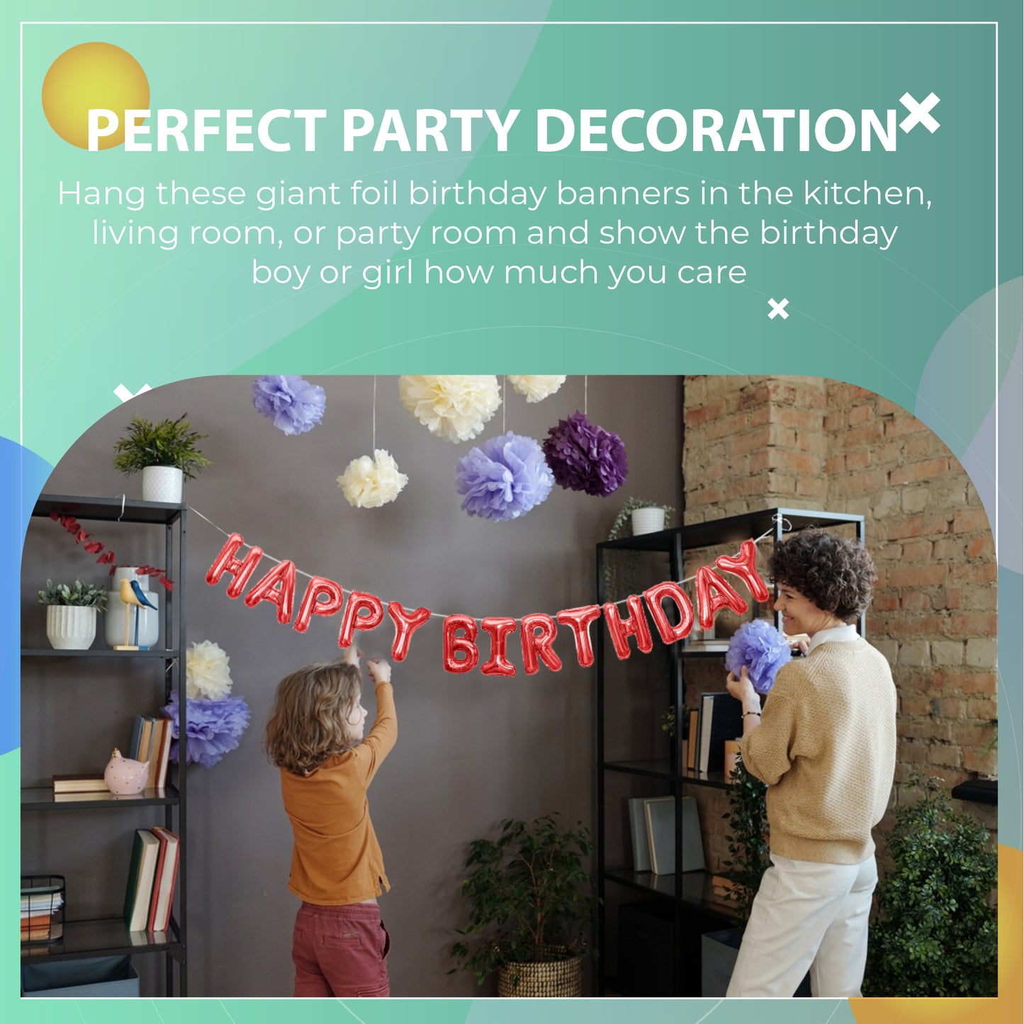 Happy Birthday Banner 3D Baloon (3D Red) - FLANCCI