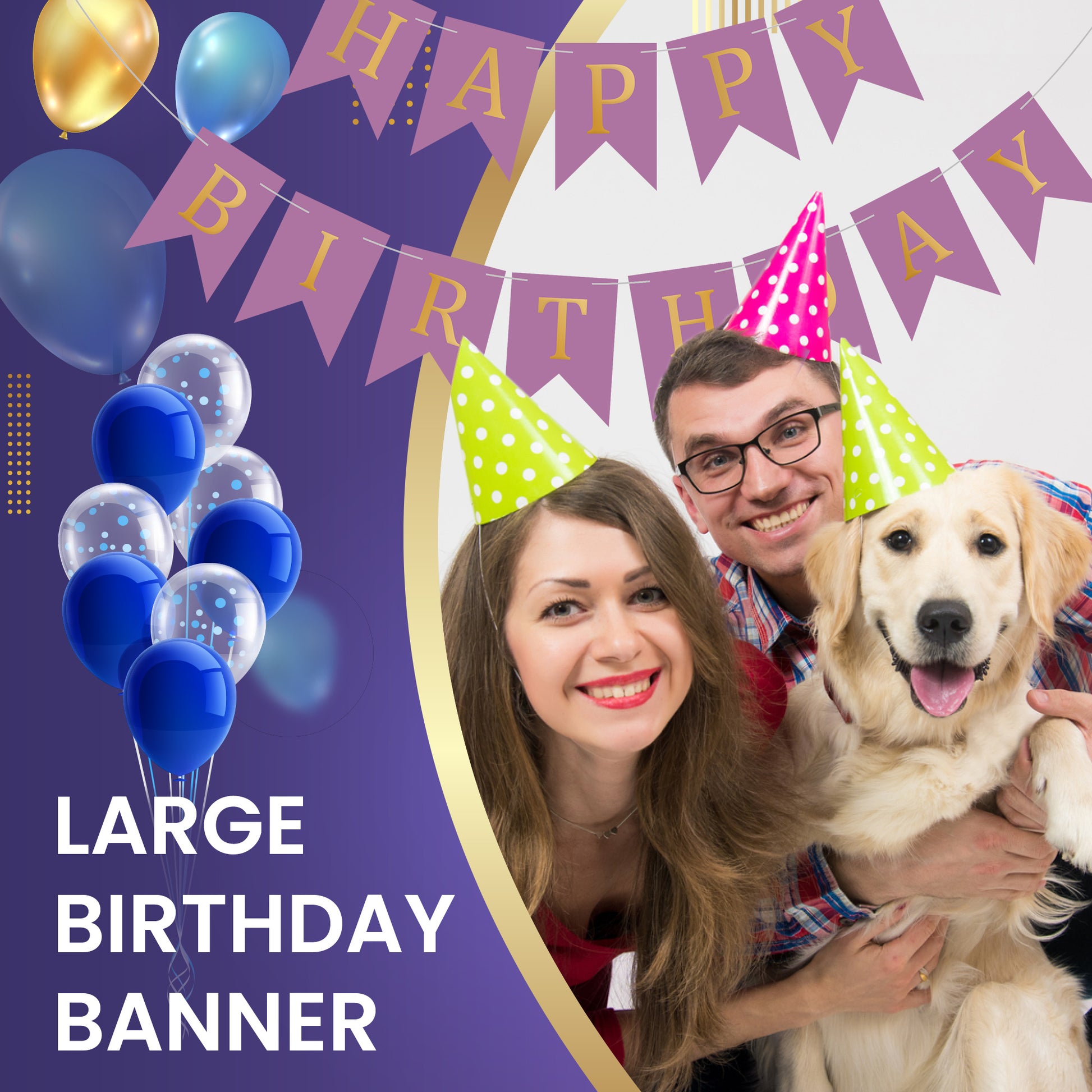 Happy Birthday Banner Backdrop Purple - FLANCCI