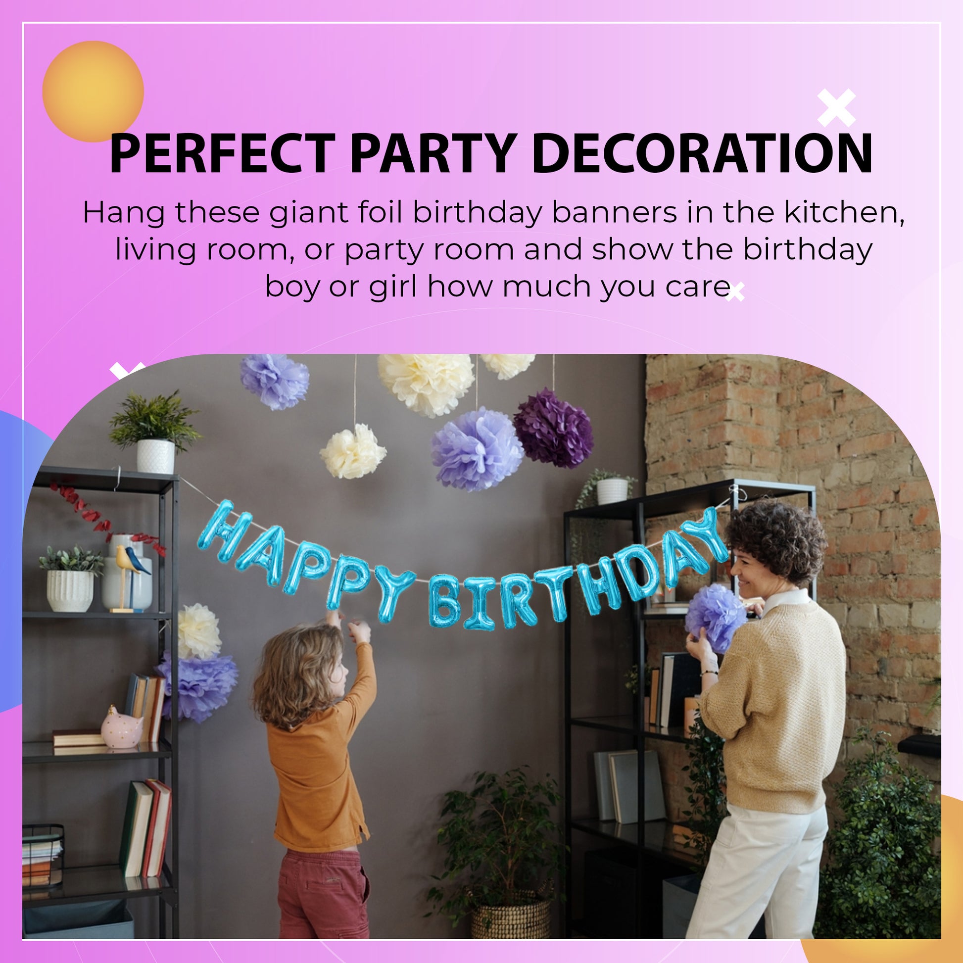 Happy Birthday Banner 3D Balloon (3D Blue) - FLANCCI