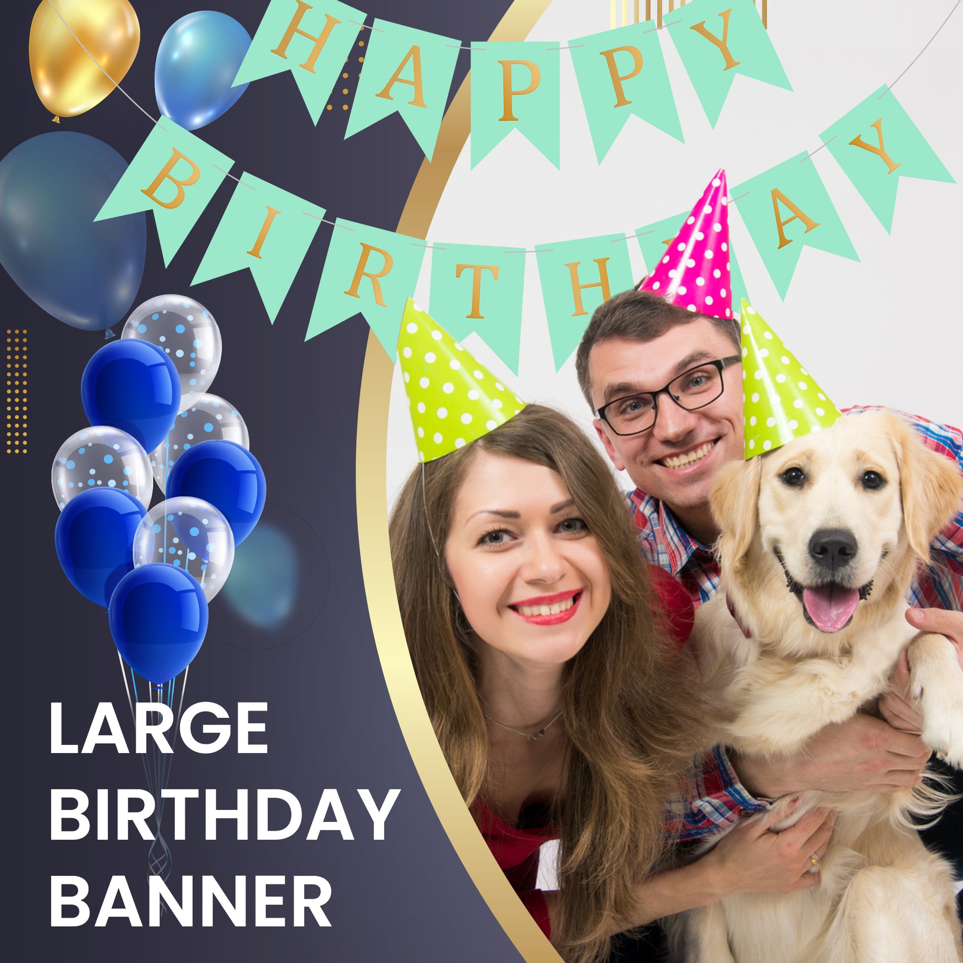 Happy Birthday Banner Backdrop Turquoise - FLANCCI