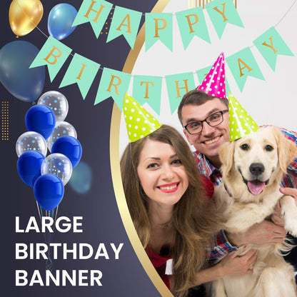 Happy Birthday Banner Backdrop Turquoise - FLANCCI