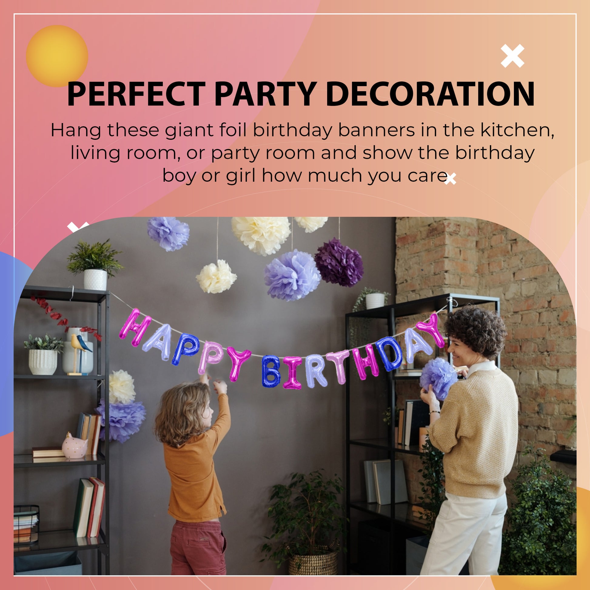 Happy Birthday Banner 3D Baloon (3D Purple) - FLANCCI