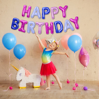 Happy Birthday Banner 3D Baloon (3D Purple) - FLANCCI