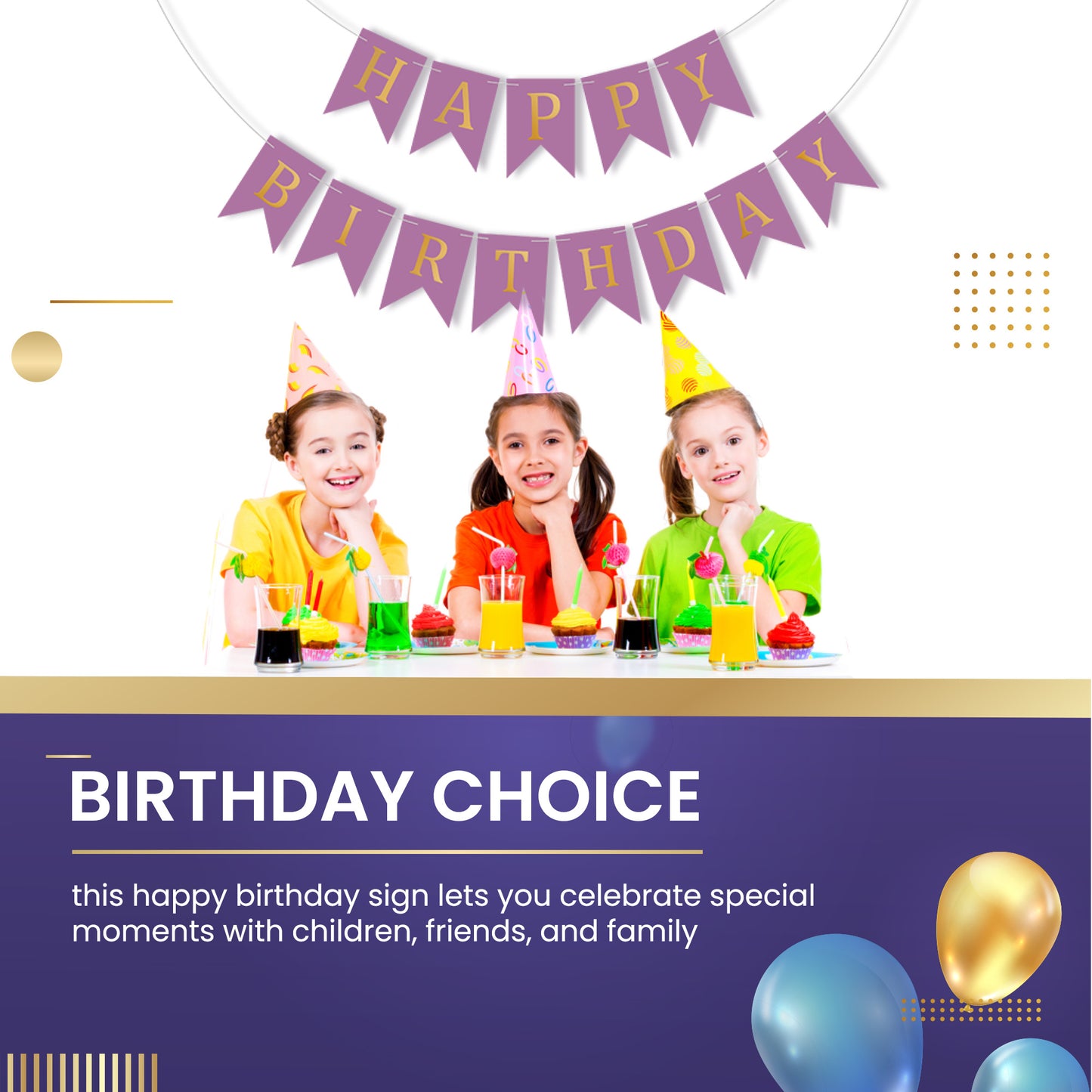 Happy Birthday Banner Backdrop Purple - FLANCCI