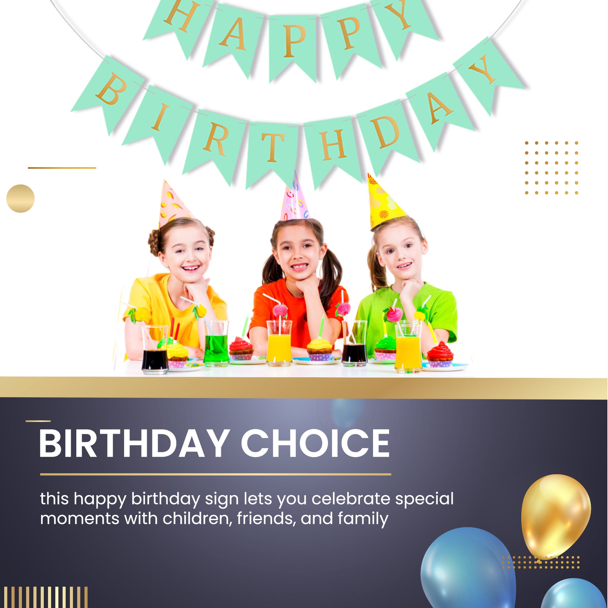 Happy Birthday Banner Backdrop Turquoise - FLANCCI