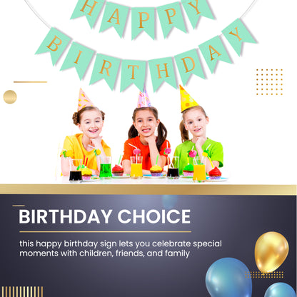 Happy Birthday Banner Backdrop Turquoise - FLANCCI