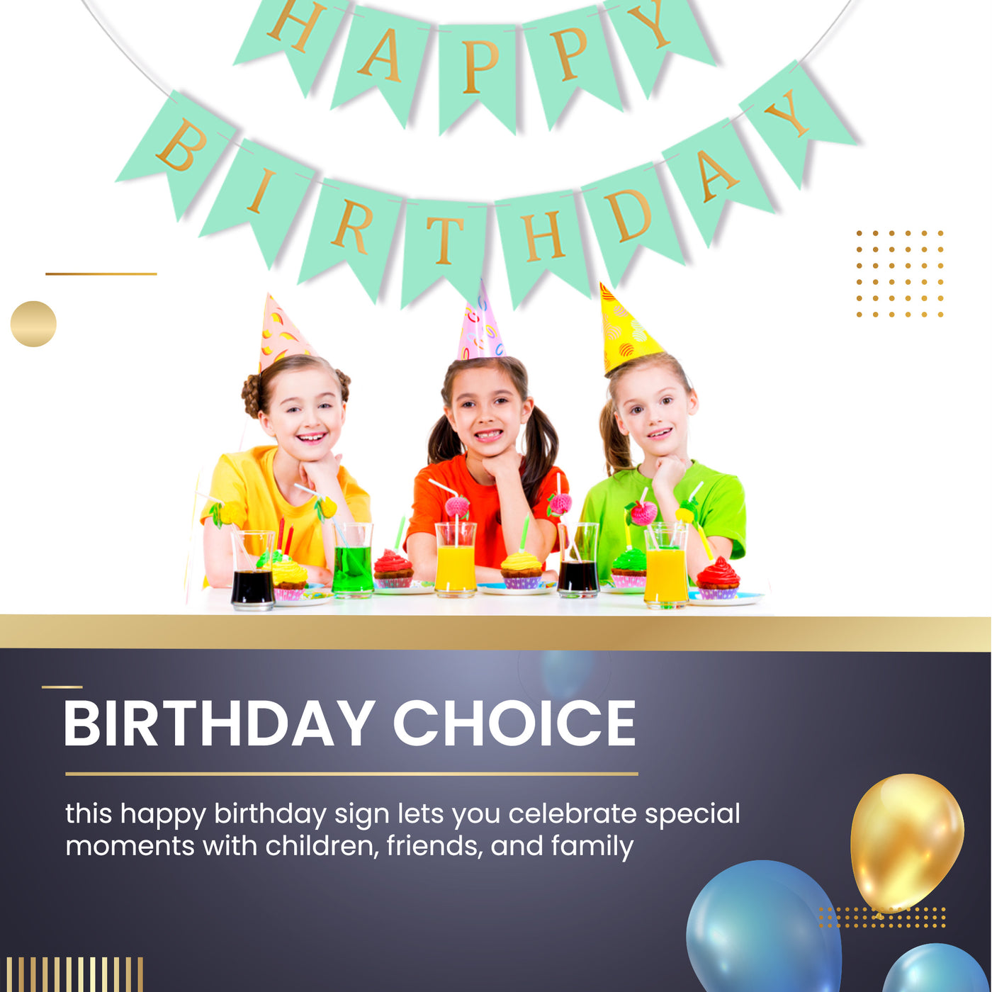 Happy Birthday Banner Backdrop Turquoise - FLANCCI