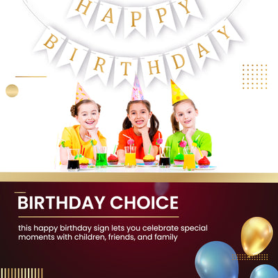 Happy Birthday Banner Backdrop White - FLANCCI