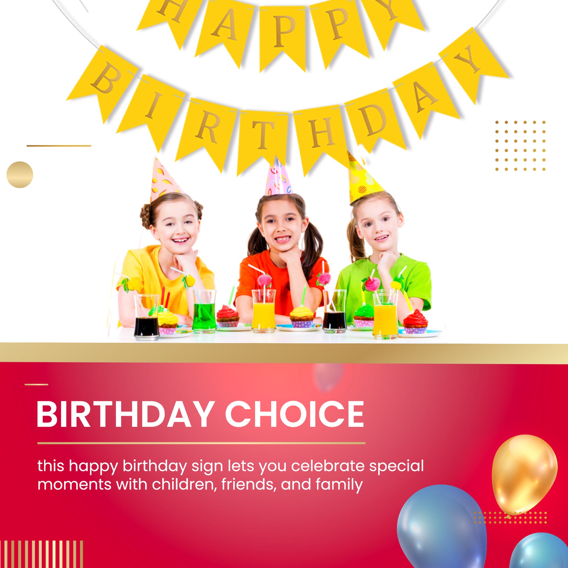 Happy Birthday Banner Backdrop Yellow - FLANCCI