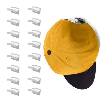 FLANCCI Hat Hooks for Wall, Minimalist Hat Rack Design, Self Adhesive Hat Rack, Strong Hold Hat Hanger for Hat Organizer, Hat Storage, Hat Holder, Hat Display for baseball Caps, White Hook (1