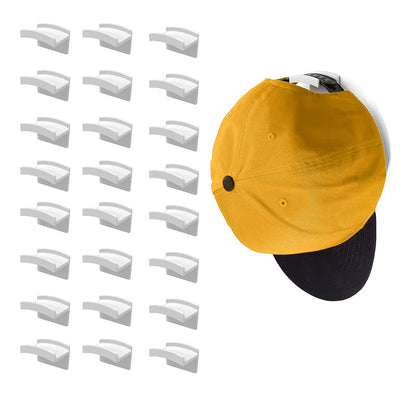 FLANCCI Hat Hooks for Wall, Minimalist Hat Rack Design, Self Adhesive Hat Rack, Strong Hold Hat Hanger for Hat Organizer, Hat Storage, Hat Holder, Hat Display for baseball Caps, White Hook (2