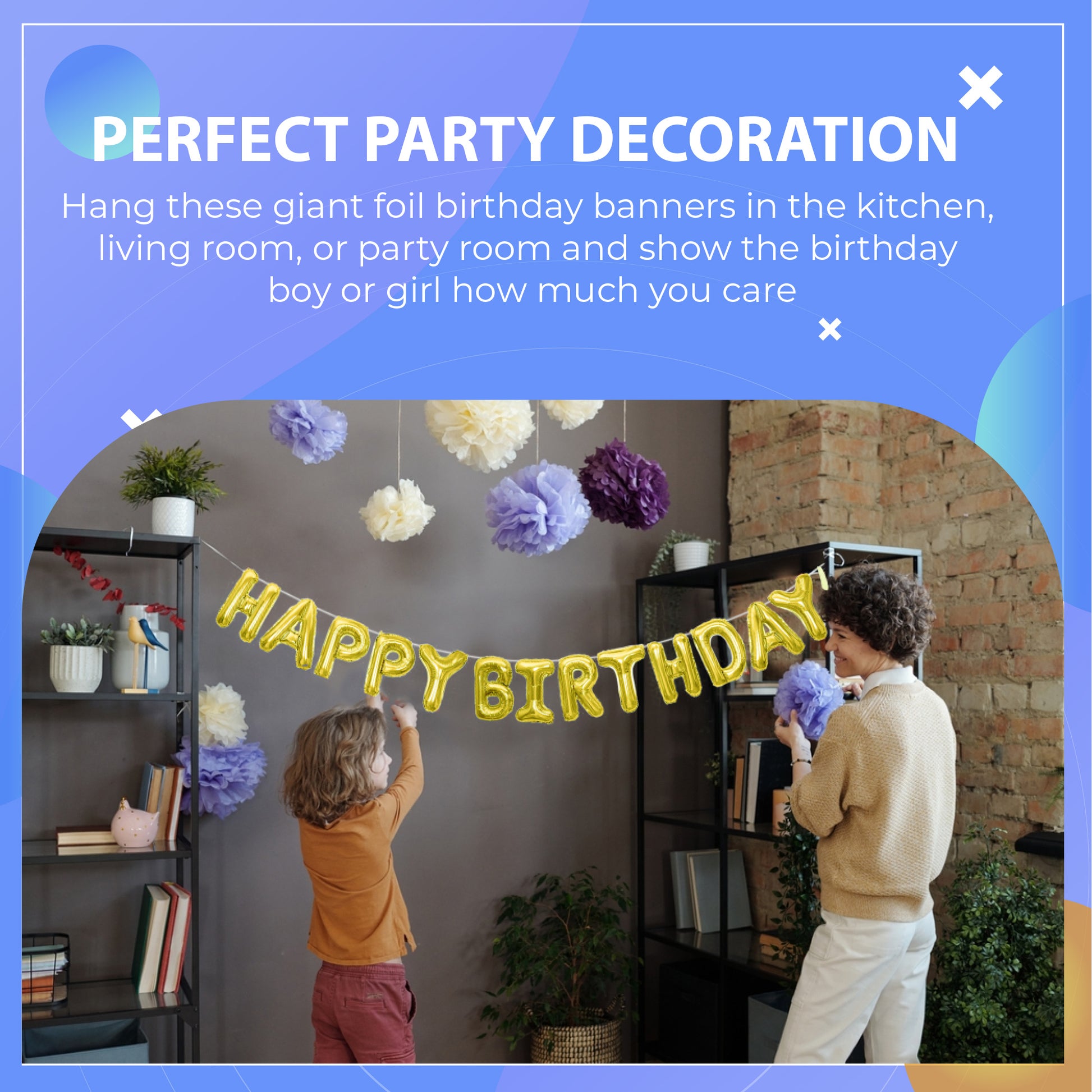 Happy Birthday Banner 3D Balloon (3D Gold) - FLANCCI