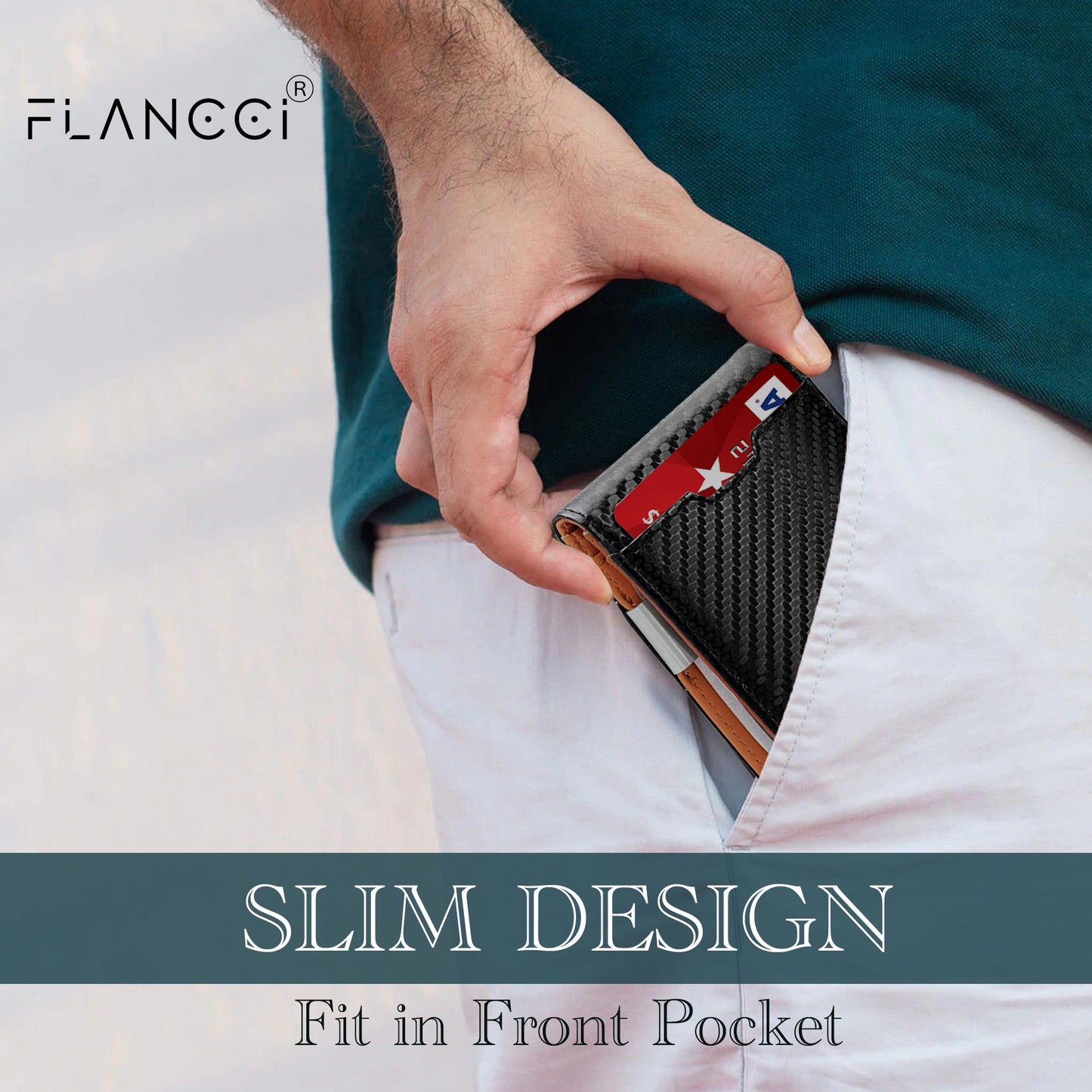 Mens Slim Wallet with Money Clip - FLANCCI
