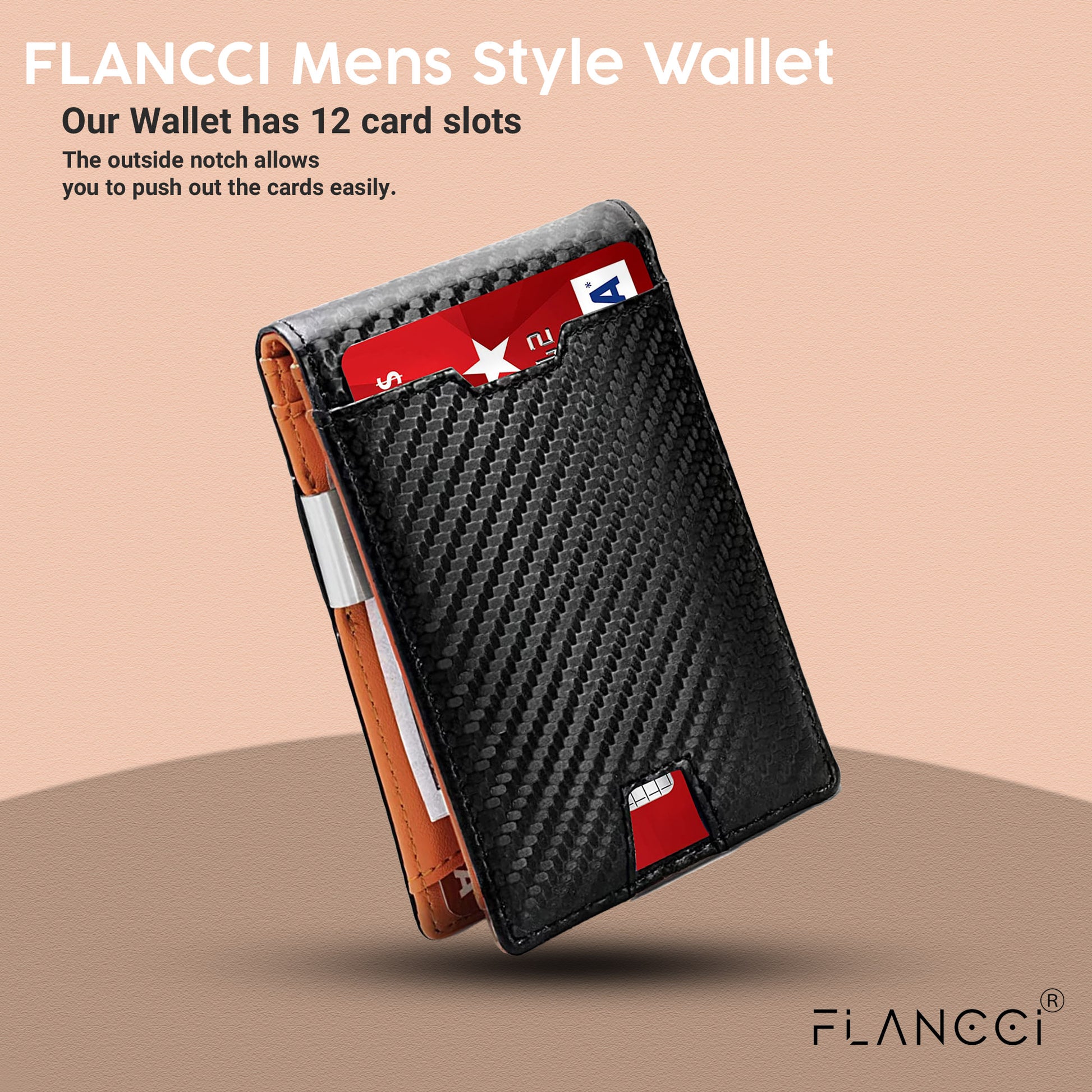 Mens Slim Wallet with Money Clip - FLANCCI