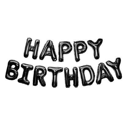 Happy Birthday Banner 3D Baloon (3D Black) - FLANCCI